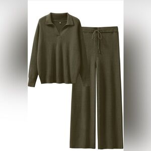 Amazon Women's Olive Green Knit Sweater Set
